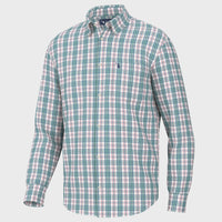 Hutto Dress Shirt- Teal/Dsrk Teal/Coral