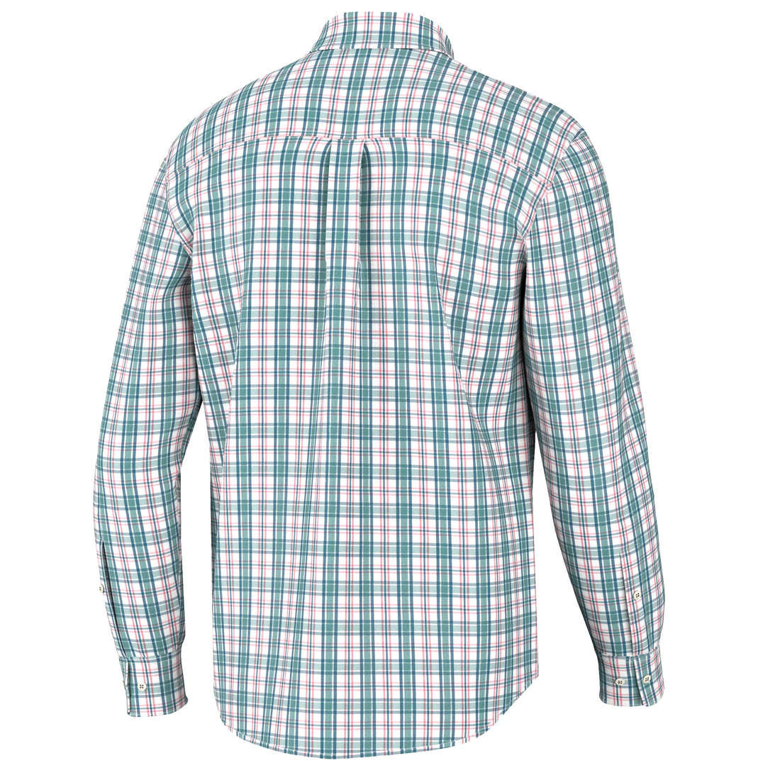 Hutto Dress Shirt- Teal/Dsrk Teal/Coral