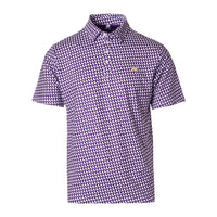 a purple and white shirt with a pattern on it