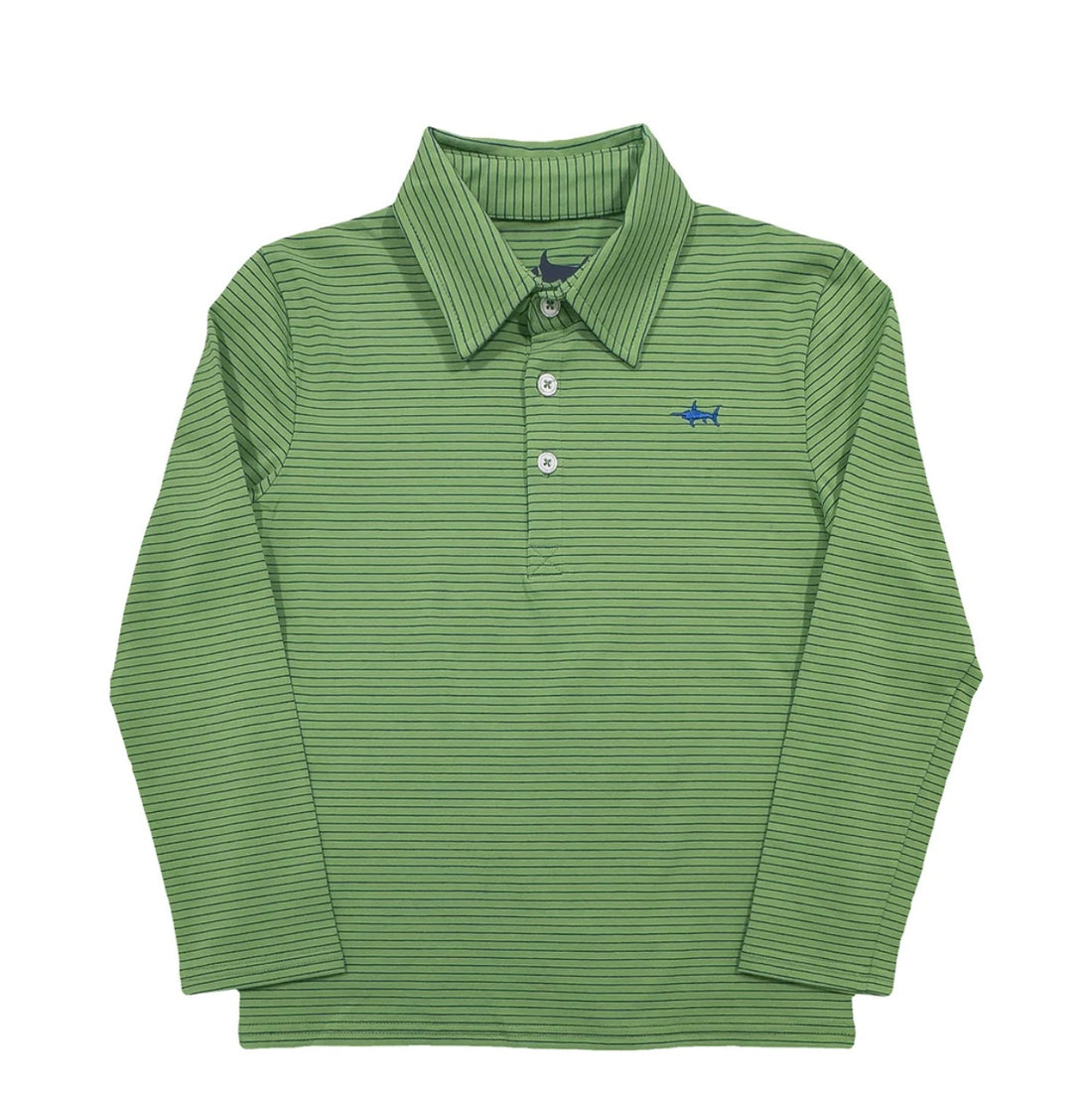 BANKS PERFORMANCE LS POLO - GREEN/BLUE STRIPE