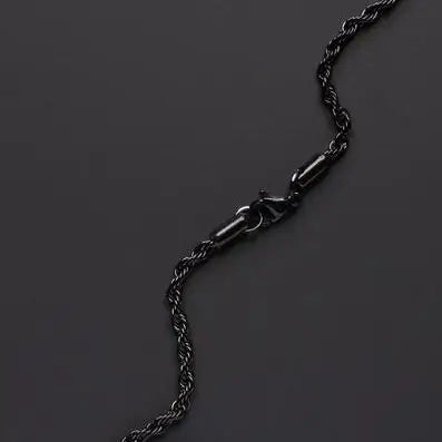 SET Black Rope Chain & Black Cross Chian